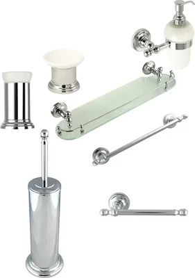 Набор Мыльница Migliore Mirella 17228 хром + Дозатор 17234 хром + Стакан 17226 хром + Полотенцедержатель 17250 хром + Ершик 17237 хром + Держатель 17231 хром + Полка 17247 хром, 50 см