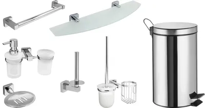 Набор Мыльница Wasserkraft Lippe K-6569 + Дозатор K-6589 со стаканом + Полотенцедержатель K-6591 для бумажных полотенец + Ершик K-6535 с держателем освежителя воздуха + Держатель K-6597 + Полка K-6524 + Ведро K-635 5 л