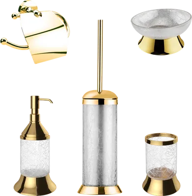 Набор Мыльница Defne banyo Amanty gold + Дозатор gold + Стакан gold + Ершик gold + Держатель gold