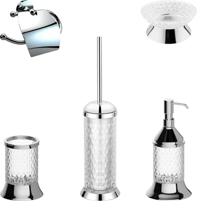 Набор Мыльница Defne banyo Lafielle chrome + Дозатор chrome + Стакан chrome + Ершик chrome + Держатель chrome