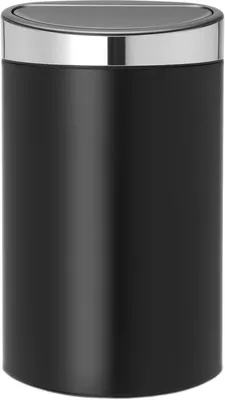 Мусорное ведро Brabantia Touch Bin New 114847 40 л, для кухни, черное, хром