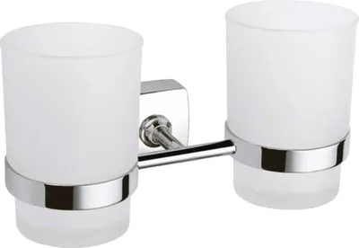 Стакан для ванной Fixsen Kvadro FX-61307 настенный, хром, стеклянный, двойной
