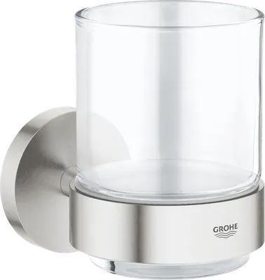Стакан для ванной Grohe Essentials 40447DC1 настенный, сталь, стеклянный