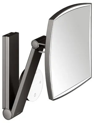 Косметическое зеркало Keuco iLook Move 17613359002 с подсветкой, настенное, с увеличением, шлифованный черный титан, титан черный шлифованный