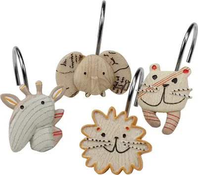 Крючки для шторы Creative Bath Animal Crackers ANC83NAT бежевые, хром