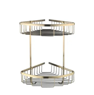Полка для душа Rose RW12Q угловая, подвесная, бронза, с крючками