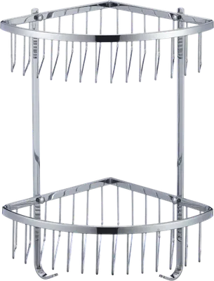 Полка для душа Savol S-002554 угловая, подвесная, хром, с крючками