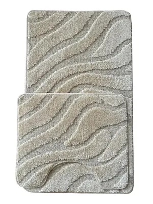Комплект ковриков L'Cadesi Lemis 3014 80x50 см, для туалета, бежевый, рисунок