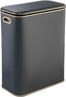 Корзина для белья Geralis PBG-Bb напольная, черная, прямоугольная, пластик, искусственная кожа