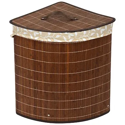 Корзина для белья Рыжий кот BLB-07-D 212027 48 л, напольная, угловая, бамбук, текстиль
