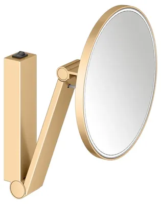 Косметическое зеркало Keuco iLook Move 17612 с подсветкой, настенное, с увеличением, шлифованная латунь
