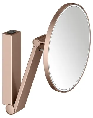 Косметическое зеркало Keuco iLook Move 17612 с подсветкой, настенное, с увеличением, шлифованное красное золото