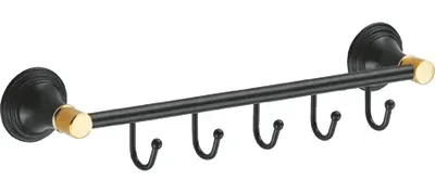 Крючок Fixsen Luksor FX-71605-5B золото, черный, на шурупах
