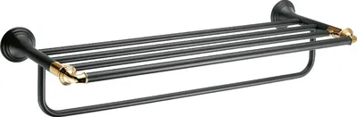 Полка для полотенец в ванную Fixsen Luksor FX-71615B глянцевая черная, золото