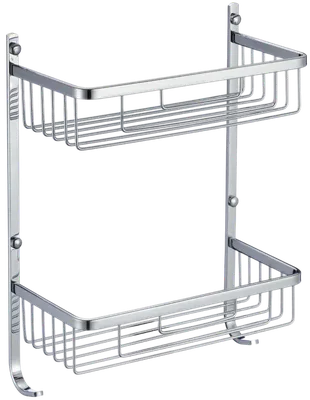 Полка для душа Savol S-002522 подвесная, хром, с крючками
