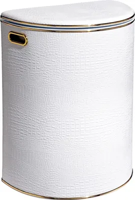 Корзина для белья Geralis KWG-O 61 л, напольная, белая, пластик, искусственная кожа