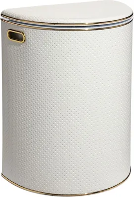 Корзина для белья Geralis PWG-O 61 л, напольная, белая, пластик, искусственная кожа