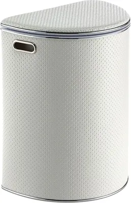 Корзина для белья Geralis PWH-O 61 л, напольная, белая, пластик, искусственная кожа