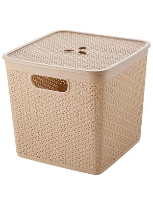Корзина для белья Keeplex Rattan 249443 21 л, напольная, бежевая, квадратная, пластик