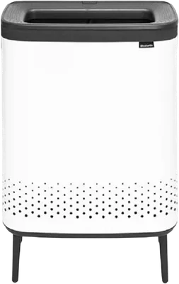 Корзина для белья Brabantia 200540 90 л, напольная, белая, черная, прямоугольная, металл, пластик, текстиль
