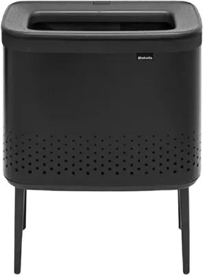Корзина для белья Brabantia 200526 60 л, напольная, черная, прямоугольная, металл, пластик, текстиль