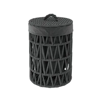 Корзина для белья Wasserkraft Mosel WB-460-S напольная, серая, черная, круглая, текстиль