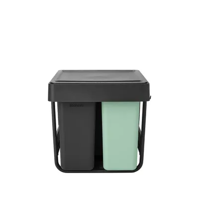 Мусорное ведро Brabantia Sort&Go 232541 40 л, для туалета, для кухни, выдвижное, встраиваемое, голубое, зеленое, серое, черное