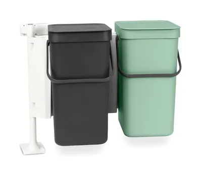 Мусорное ведро Brabantia Sort&Go 214448 24 л, для туалета, для кухни, подвесное, голубое, черное, серое, зеленое