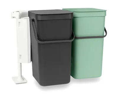Мусорное ведро Brabantia Sort&Go 214462 32 л, для туалета, для кухни, подвесное, голубое, зеленое, серое, черное