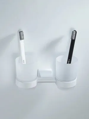Стакан для зубных щеток / стакан для ванной комнаты двойной Shevanik SG5722C, белый