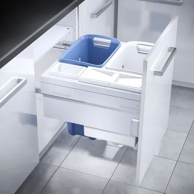Система хранения белья Laundry-Carrier 60, 2х33л, 1х12л, 1х2,5л белая рама Hailo