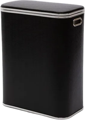Корзина для белья Geralis KHBH-B 67 л, напольная, хром, черная, прямоугольная, пластик, искусственная кожа