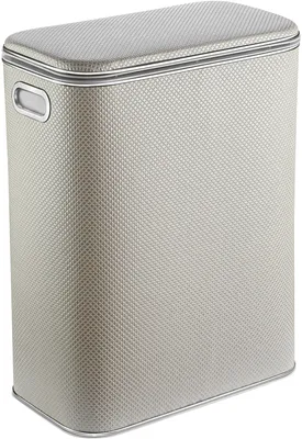 Корзина для белья Geralis RWH-B напольная, белая, прямоугольная, пластик, искусственная кожа