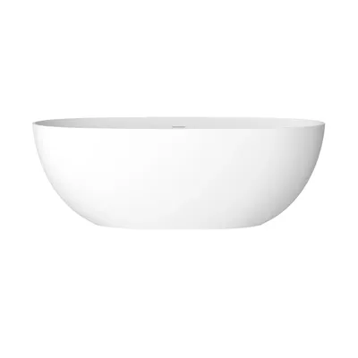 Ванна из искусственного камня Cezares Stream Solid Surface 170x80 см, отдельностоящая, матовая белая, овальная, с донным клапаном