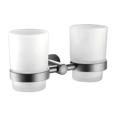 Стакан для ванной Shevanik SG51T SG5122T настенный, вороненая сталь, стеклянный, двойной