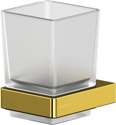 Стакан для ванной WHITECROSS Cubo CU2430GL настенный, золото, стеклянный