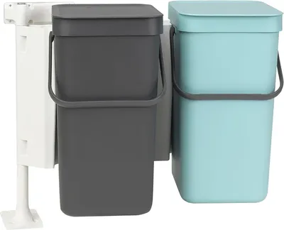 Мусорное ведро Brabantia Sort&Go 109980 12 л, для кухни, подвесное, зеленое, серое