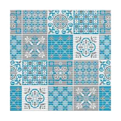 Коврик Vilina Преображение 7089-225PT-turquoise 65x1500 см, для ванной, синий, рисунок