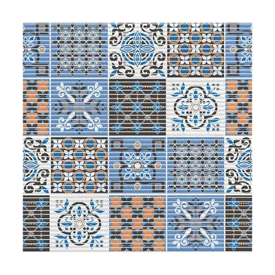 Коврик Vilina Преображение 7089-225PT-orange-blue 65x1500 см, для ванной, синий, рисунок