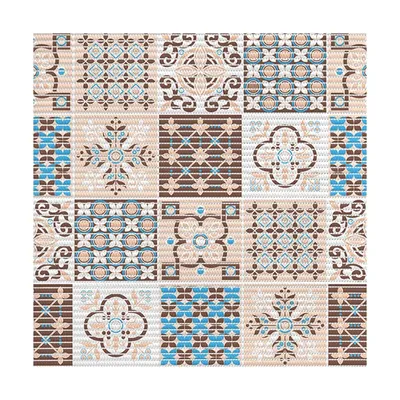 Коврик Vilina Преображение 7089-225PT-brown-blue 65x1500 см, для ванной, коричневый, синий, рисунок