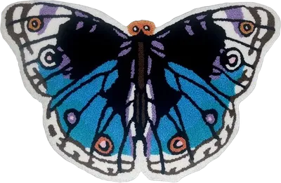 Коврик Carnation Home Fashions Butterfly R85FLY 85x50 см, для ванной, рисунок, голубой, черный