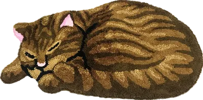 Коврик Carnation Home Fashions Sleeping Cat Brown 84x45 см, для ванной, коричневый, рисунок