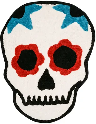 Коврик Moroshka Los Muertos A66-10 80x60 см, для ванной, белый, черный, рисунок