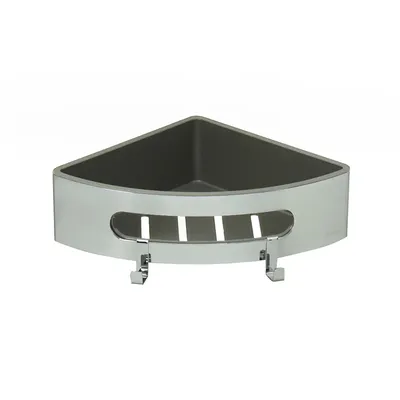Полка для душа Lemark SHELF LINE 9771046 угловая, подвесная, хром, графит, с крючками