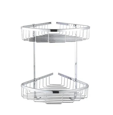 Полка для душа Rose RW12 угловая, подвесная, хром, с крючками