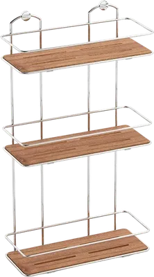 Полка для душа Tekno-tel BK BK077P подвесная, хром, светлое дерево