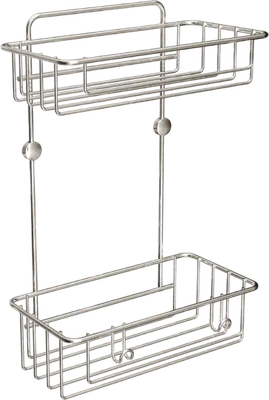 Полка для душа Tekno-tel ES095SSM подвесная, серый металлик, с крючками