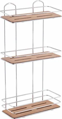 Полка для душа Tekno-tel BK077 подвесная, хром, светлое дерево