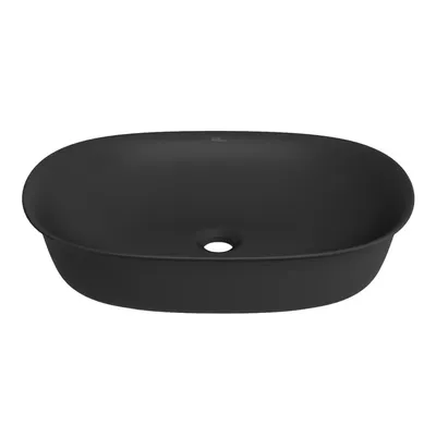 Накладная раковина для ванной комнаты Wellsee Brillant iCon 326004000: овальная раковина, ширина умывальника 60 см, цвет матовый черный