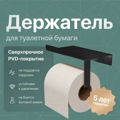 Держатель для туалетной бумаги DEKOR BANYO SS 304 Black SS304 6023 04 04 настенный, матовый черный, с полкой